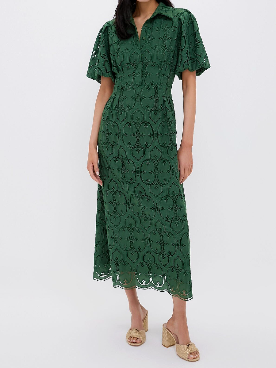Printed Bubble Sleeve Dress