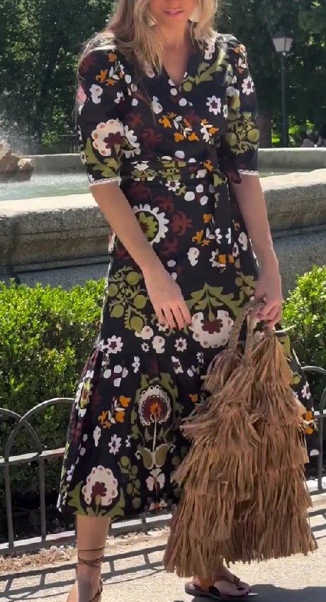 Embroidered V-neck Dress