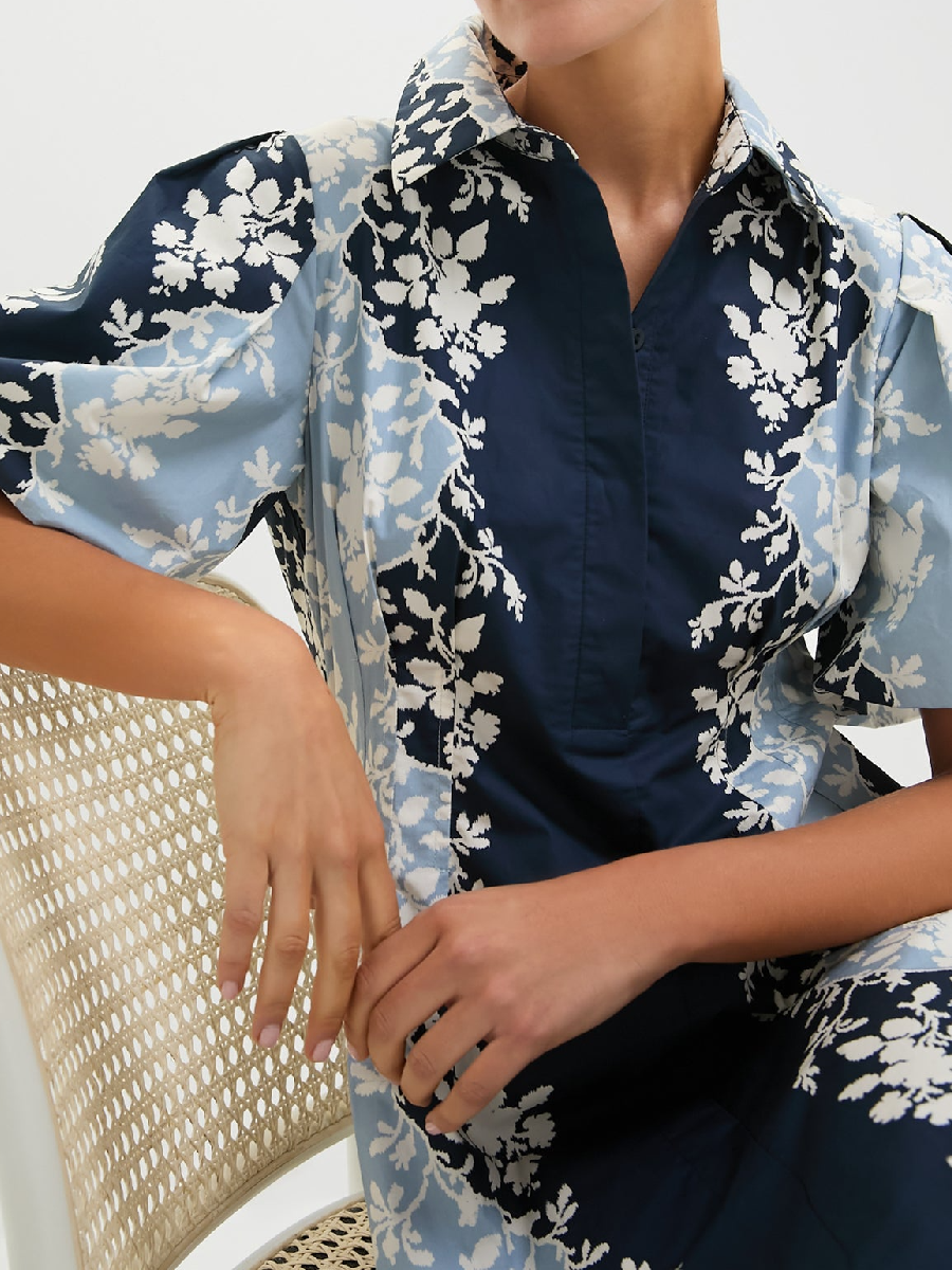 Printed Bubble Sleeve Dress