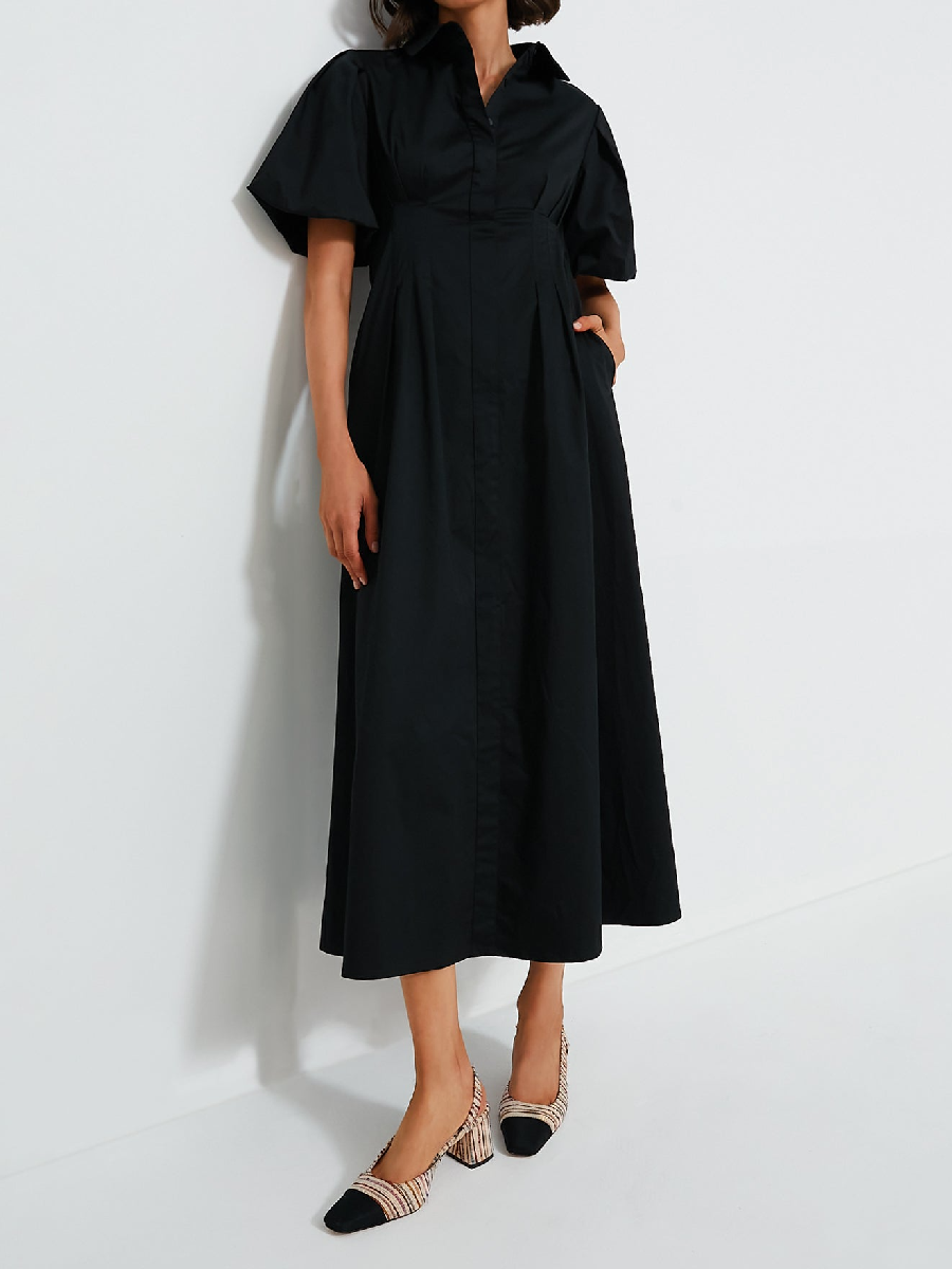 Printed Bubble Sleeve Dress
