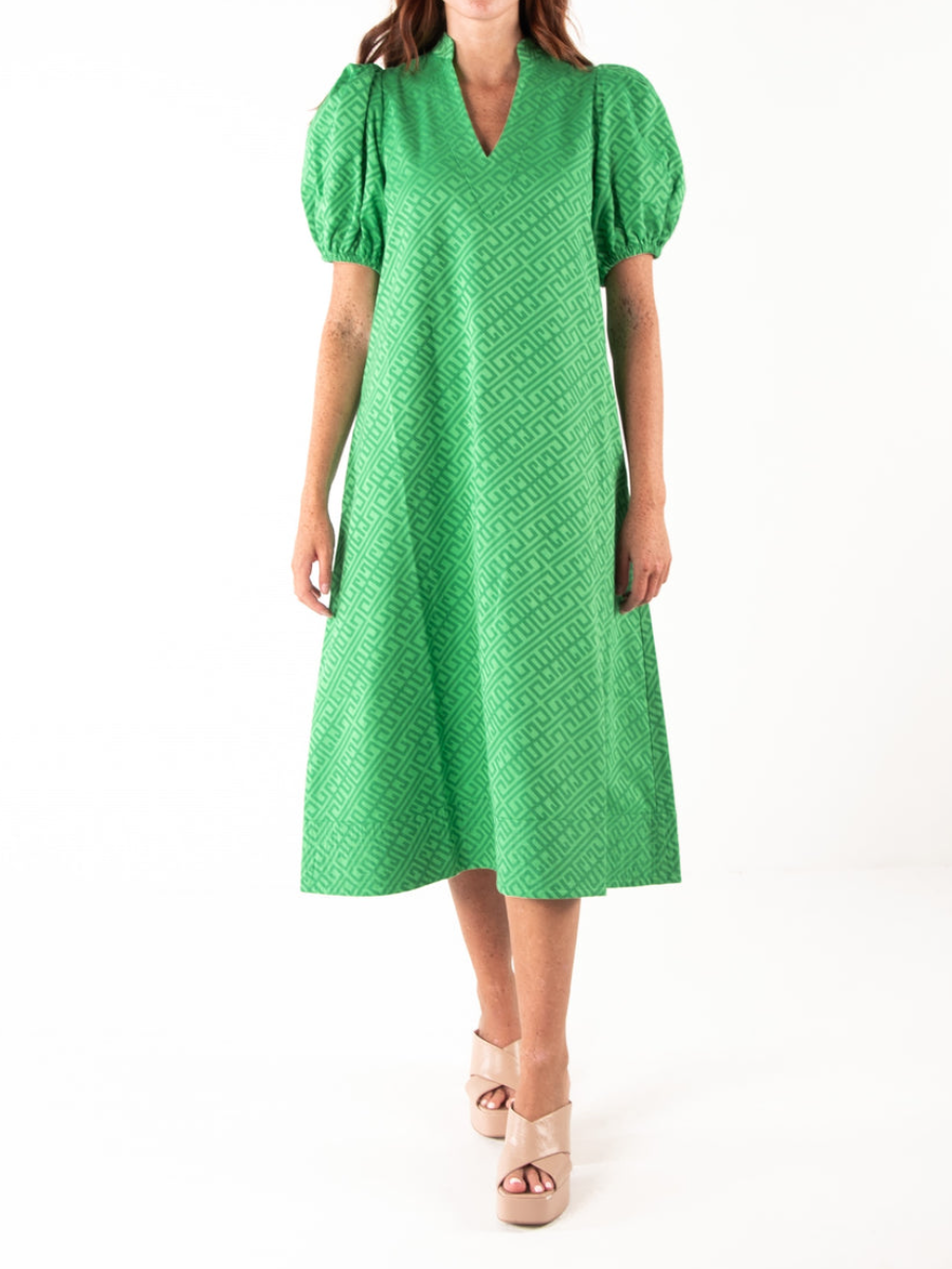 Green Bubble Sleeve Dress