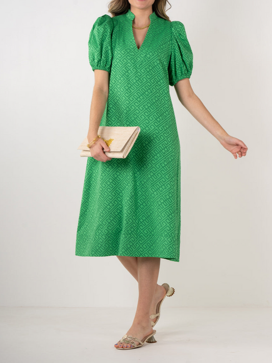 Green Bubble Sleeve Dress