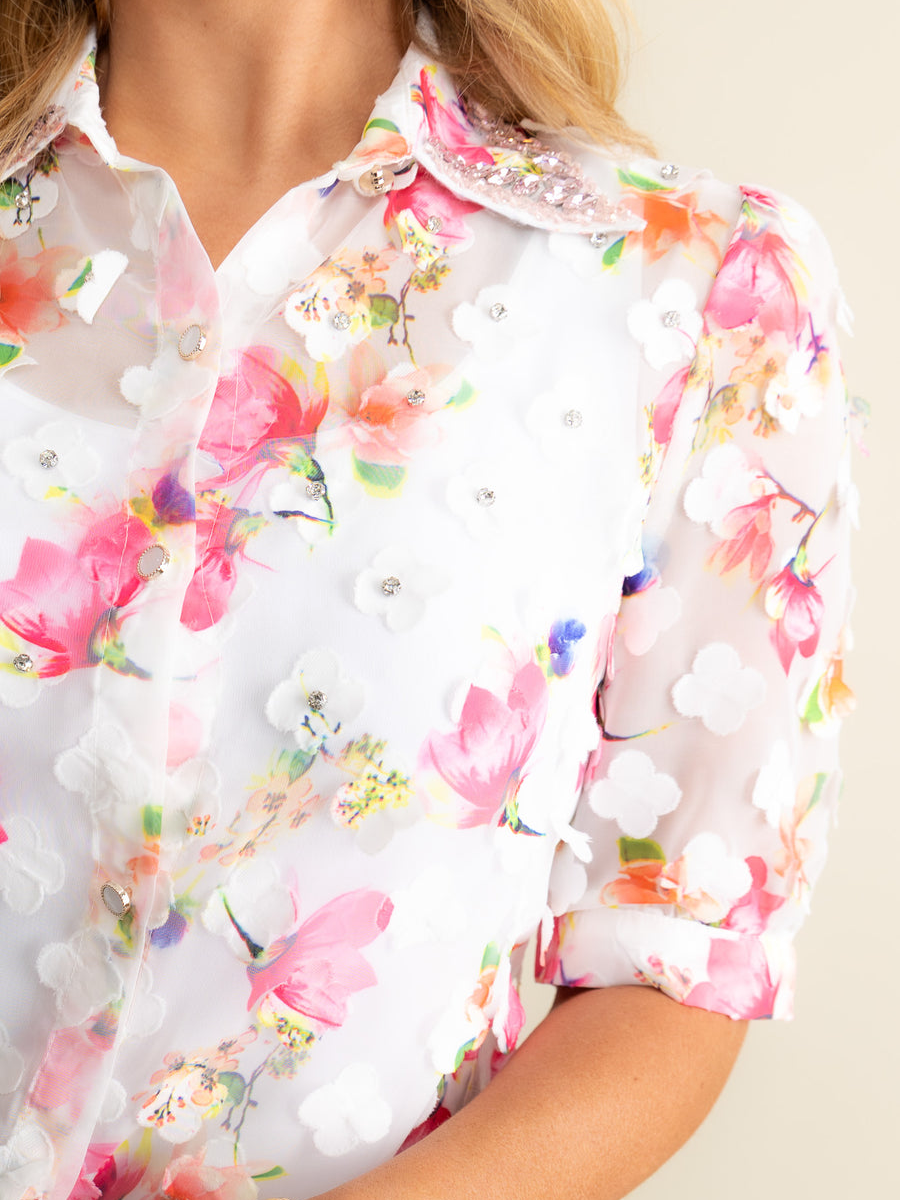 Light Yarn Floral Shirt