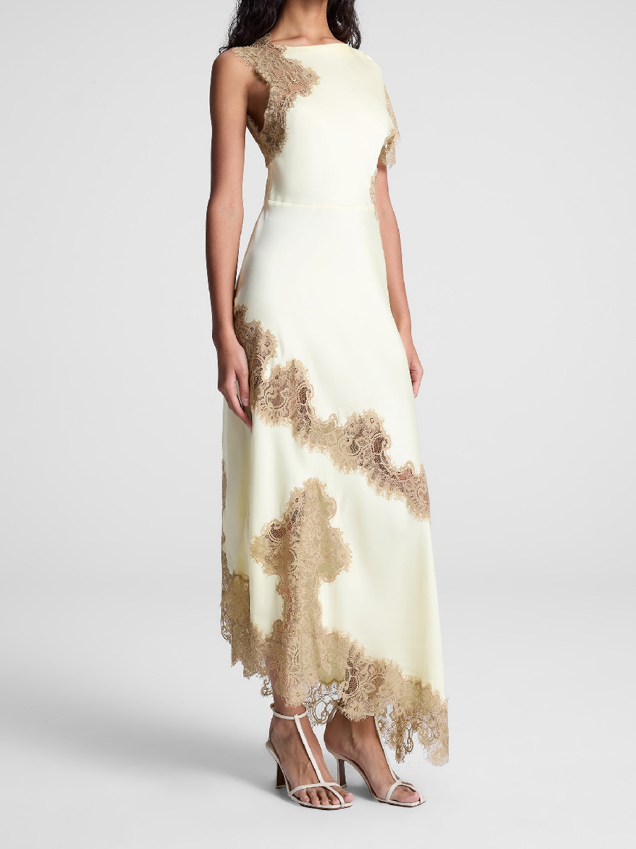 Lace Silk Maxi Dress