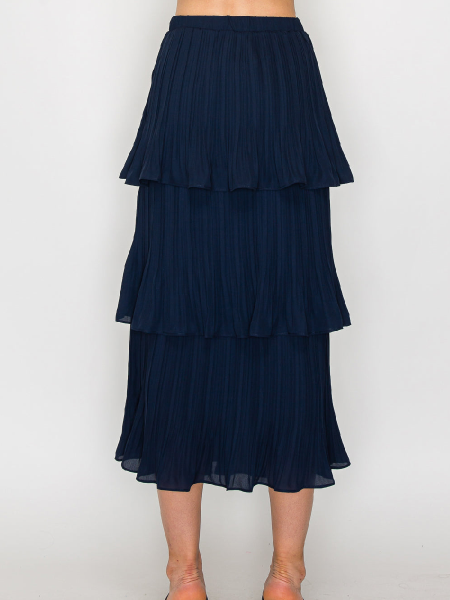 Pleated Gauze Skirt Two-piece Set