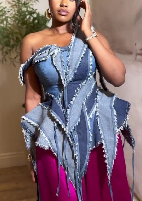 Irregular Denim Top