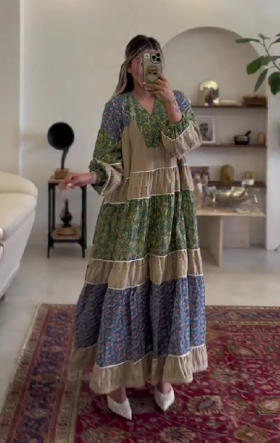 Patchwork Floral Maxi Dress