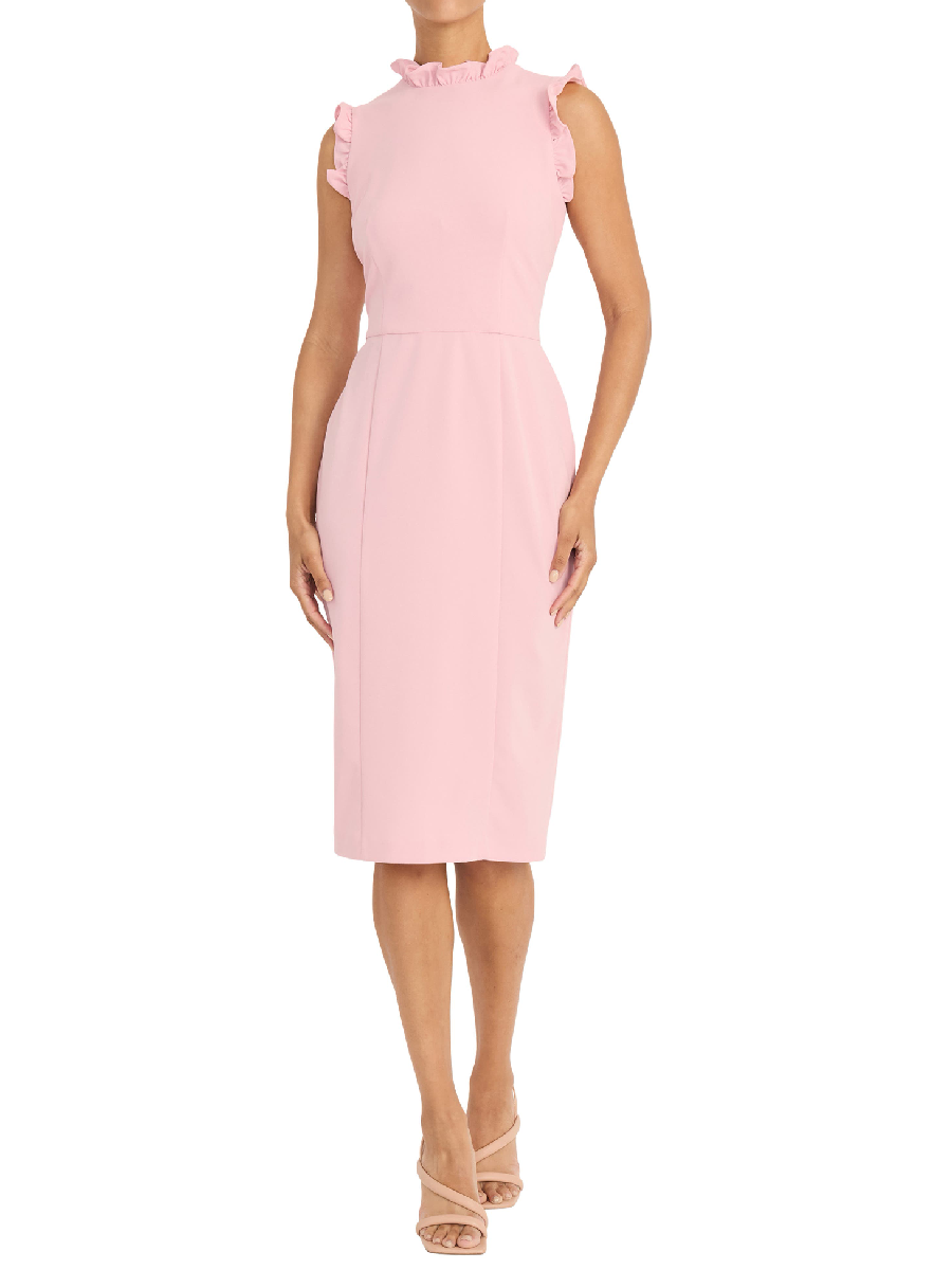 Ruffle Mock Neck Sheath Dress