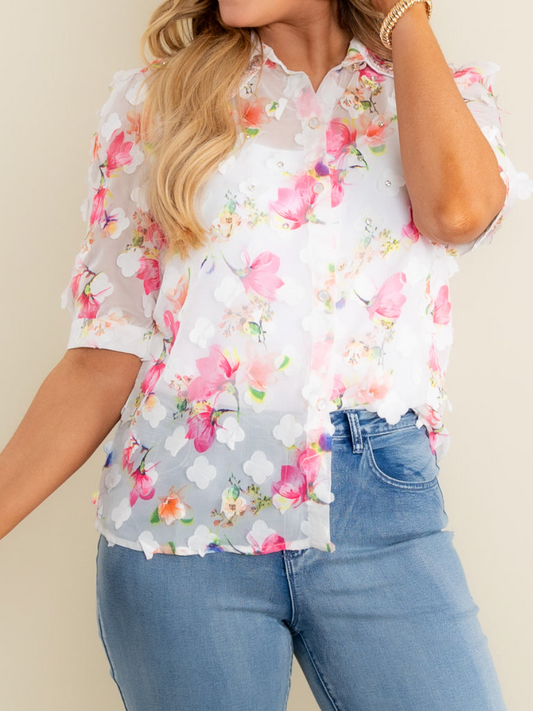 Light Yarn Floral Shirt