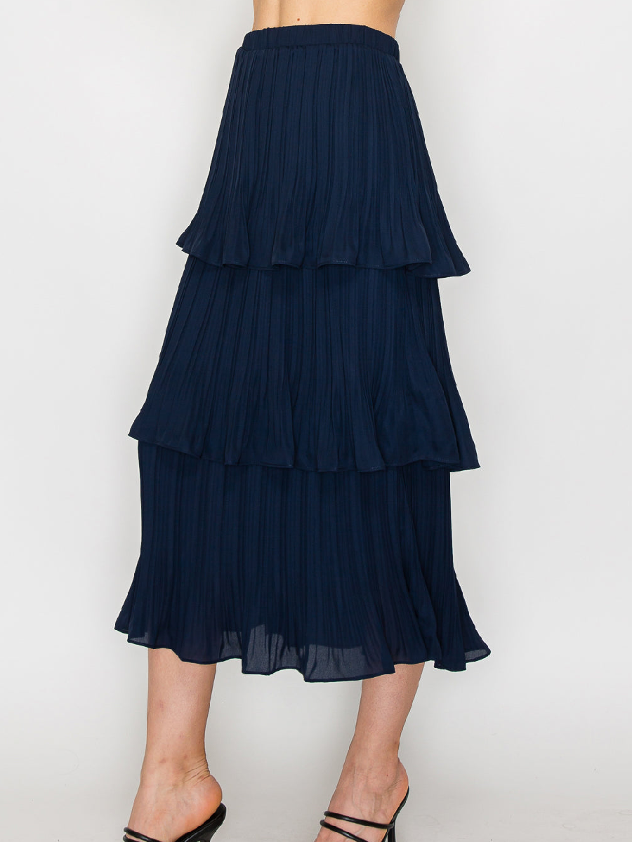 Pleated Gauze Skirt Two-piece Set