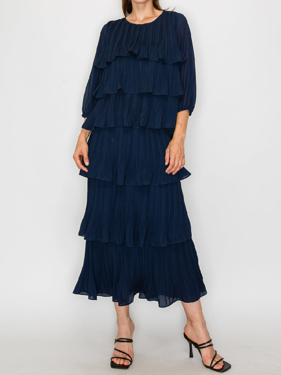 Pleated Gauze Skirt Two-piece Set