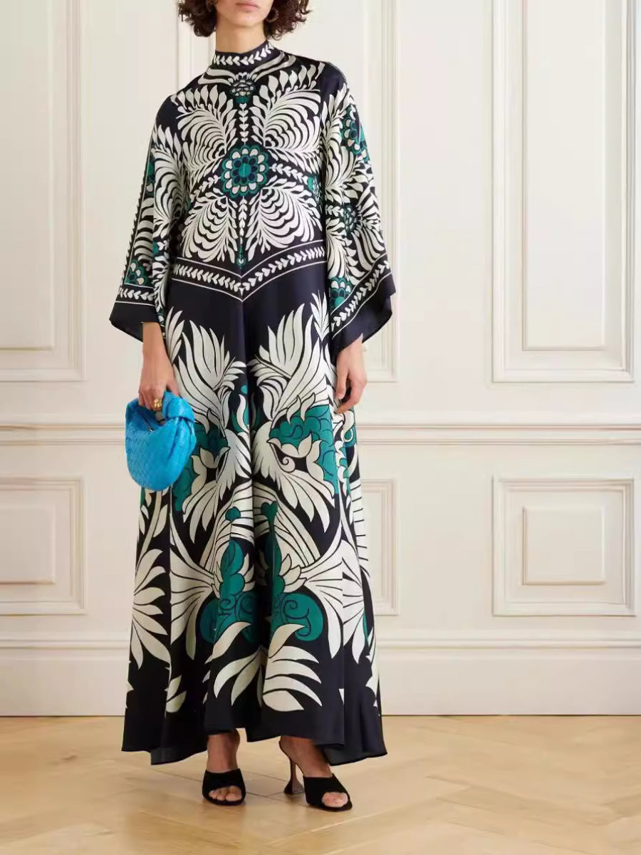 Gorgeous Printed Silk Twill Maxi Dress