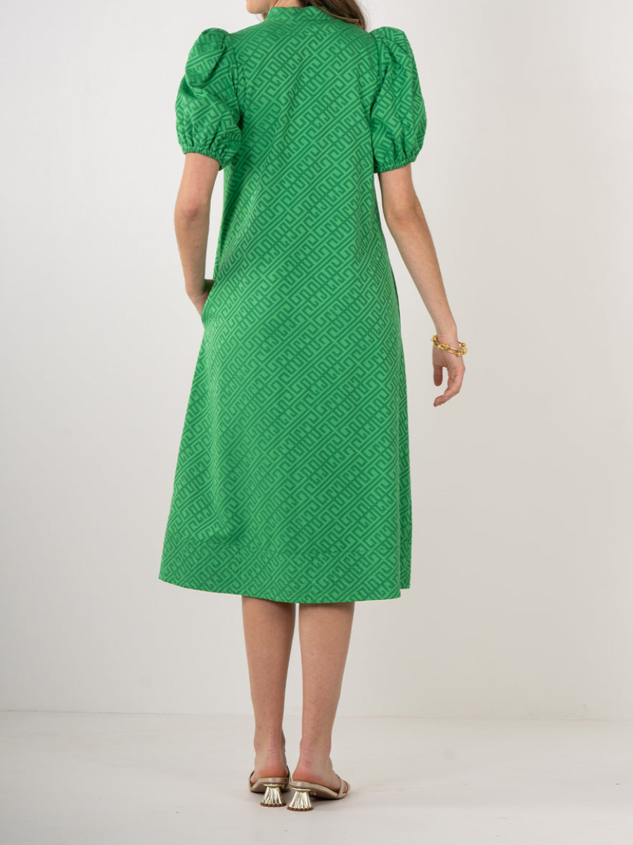 Green Bubble Sleeve Dress